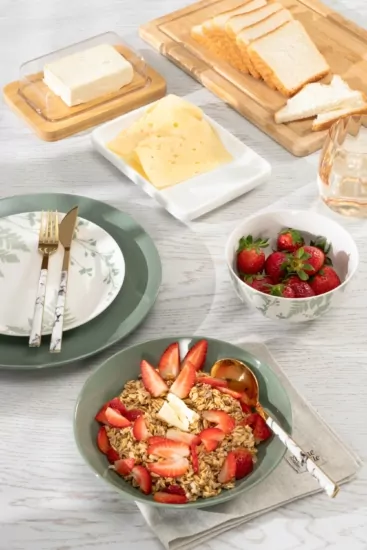 Салатник Ardesto Capri, 510мл, 13.8см, фарфор, зеленый