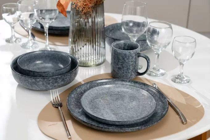 Тарелка суповая Ardesto Loreto, 1150мл, 20см, фарфор, серый