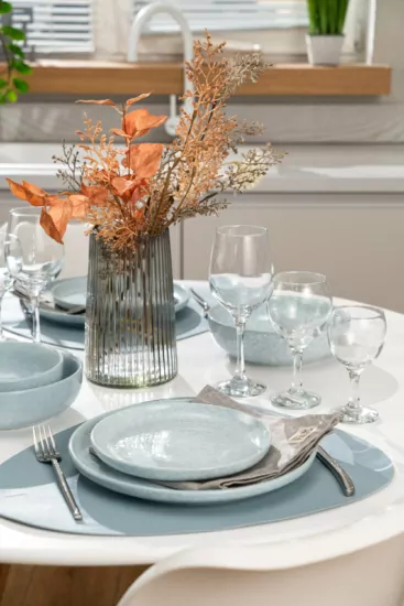 Тарілка обідня Ardesto Loreto, 27см, порцеляна, блакитний