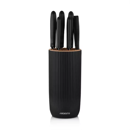 Набор ножей с блоком ARDESTO Gemini, 7 предметов, нержавеющая сталь, пластик, черный