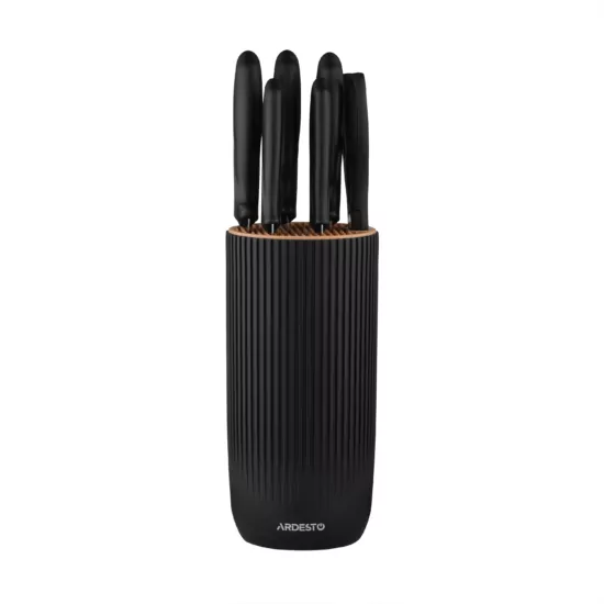 Набор ножей с блоком ARDESTO Gemini, 7 предметов, нержавеющая сталь, пластик, черный