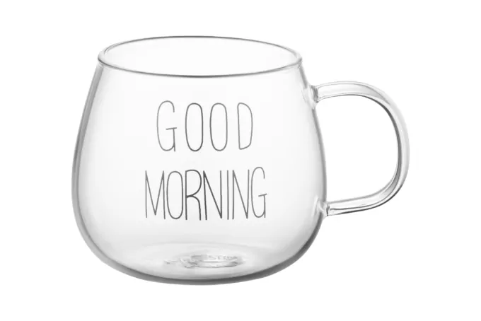 Набір чашок з ручками Ardesto Good Morning, 430мл, 2шт, боросилікатне скло, прозорий