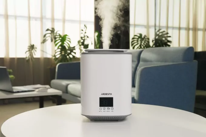 Air humidifier ARDESTO ultrasonic, 25m2, 3.1l, 250ml/h, electric. steering, upper water bay, display, white