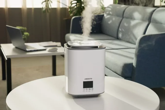 Air humidifier ARDESTO ultrasonic, 25m2, 3.1l, 250ml/h, electric. steering, upper water bay, display, white