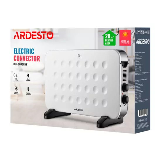 Convector ARDESTO, 20m2, 2000w, mechanical control, open heating element, white