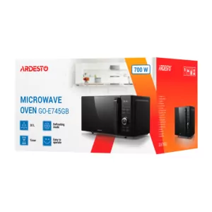 Microwave oven ARDESTO, 20L, electronic control, 700W, display, handle opening, quick start, black