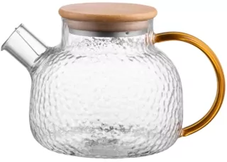 Ardesto Teapot Dew, 1000ml, borosilicate glass, bamboo, transparent