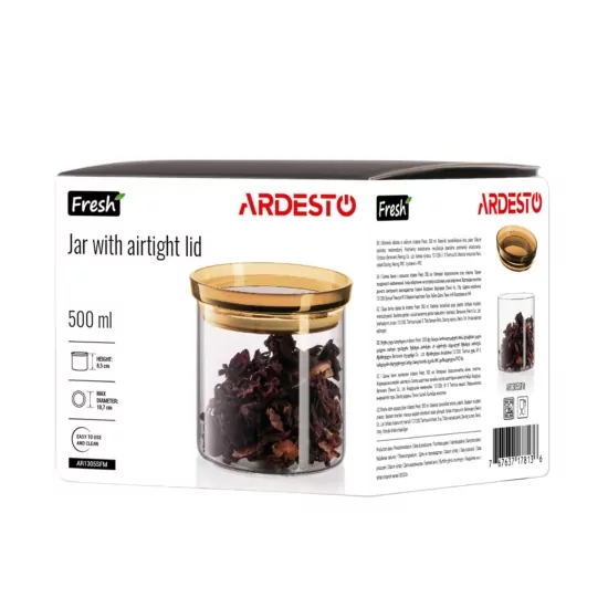 Ardesto Jar Fresh 500ml, glass, plastic, transparent
