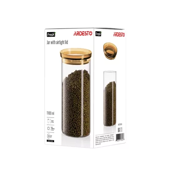 Банка для хранения Ardesto Fresh 1100мл, стекло, пластик, прозрачный