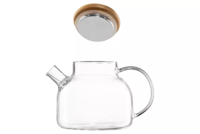 Ardesto Teapot Gemini 600ml, borosilicate glass, bamboo, transparent
