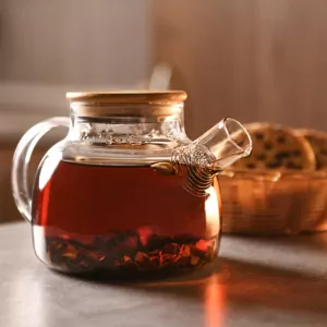 Ardesto Teapot Gemini 600ml, borosilicate glass, bamboo, transparent