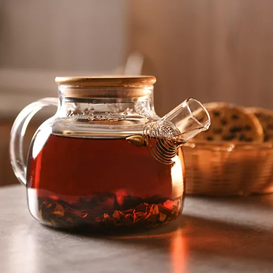 Ardesto Teapot Gemini 600ml, borosilicate glass, bamboo, transparent