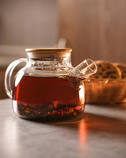 Ardesto Teapot Gemini 600ml, borosilicate glass, bamboo, transparent