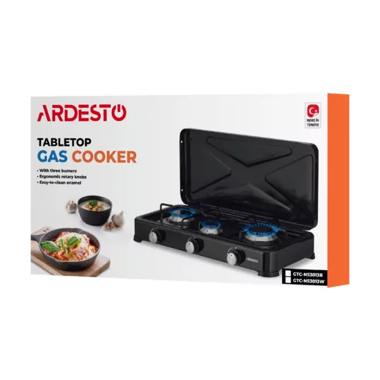 Плитка настільна Ardesto газова, тип газу LPG, конфорок – 3, чорний