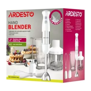 Блендер ARDESTO погружной HBG-800WWHCHML, 800Вт, 4в1, чаша-600мл, чопер 500мл, бело-серебристый