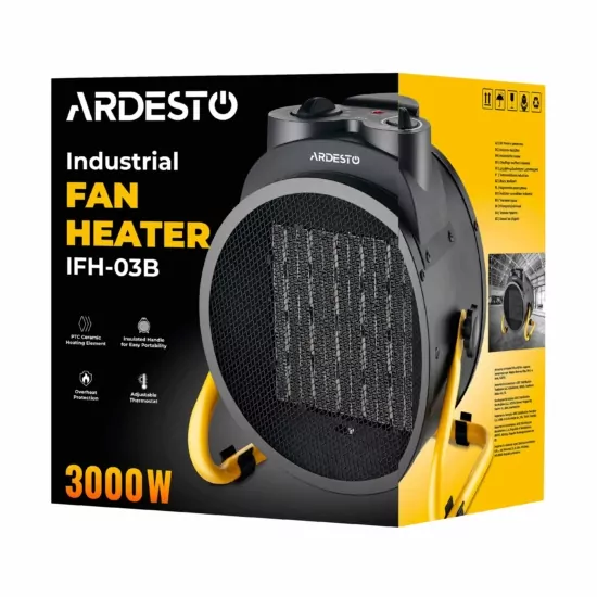 Тепловая пушка ARDESTO, 30м2, 3000Вт, мех. упр-ние, 340 м3/ч, керам. нагрев. элемент, белый