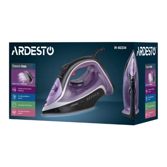 Утюг Ardesto IR-B2234, 2400Вт, 350мл, паровой удар-120гр, керам. подошва, феолетово-чёрный