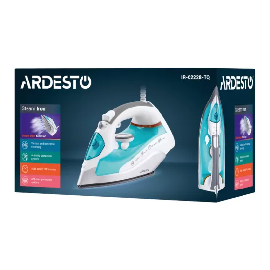 Праска Ardesto IR-C2228-TQ, 2200Вт, 280мл, паровий удар-100гр, керам. підошва,  голубий