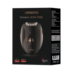 Ardesto epilator LESH-Y305, accumul., tweezers.-18, dry, nozzles-1, black
