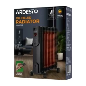 Масляный радиатор ARDESTO, 25м2, 2500Вт, электр. упр-ние, 11 секций, пульт ДУ, чёрный