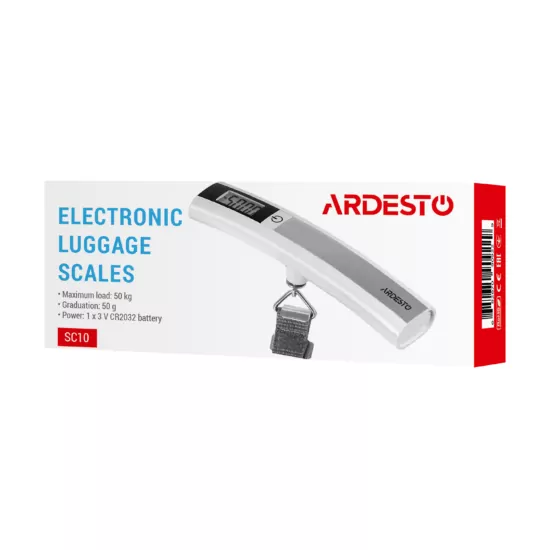 Ardesto electronic travel scales 50кг, R2032x1, plastic/metal, white