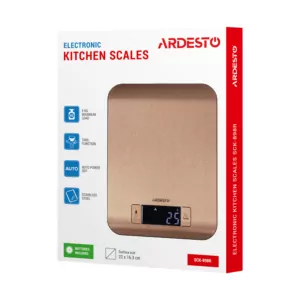 Ваги Ardesto кухонні, 5кг, CR2032x2 в комплекті, метал, бронзовий