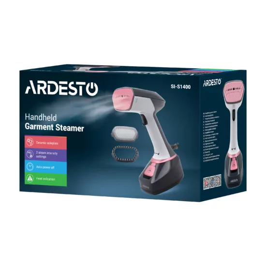 Відпарювач ARDESTO ручний SI-S1400, 1400Вт, 280мл, паровий удар, постійна пара – 22гр, керам. підошва, біло-чорний