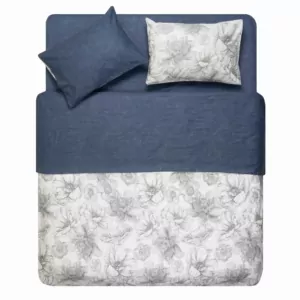 Bedding set 1.5 Ardesto Gloria, sateen, peonies, dark blue, duvet cover160x220cm, bed sheet 160x220cm, pillowcases (2) 50x70cm, 100% cotton