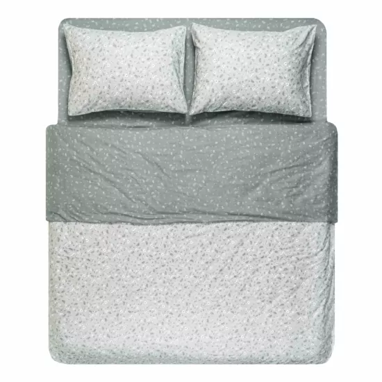 Bedding set 1.5 Ardesto Gloria, sateen, small flowers, grey, duvet cover160x220cm, bed sheet 160x220cm, pillowcases (2) 50x70cm, 100% cotton