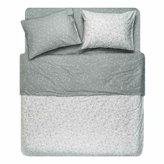 Bedding set 1.5 Ardesto Gloria, sateen, small flowers, grey, duvet cover160x220cm, bed sheet 160x220cm, pillowcases (2) 50x70cm, 100% cotton