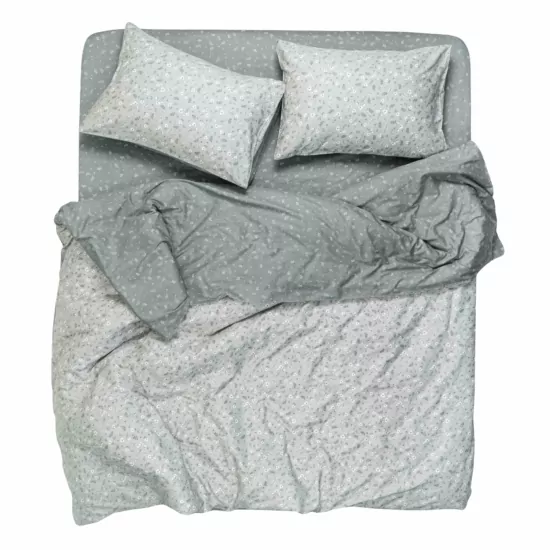 Bedding set 1.5 Ardesto Gloria, sateen, small flowers, grey, duvet cover160x220cm, bed sheet 160x220cm, pillowcases (2) 50x70cm, 100% cotton