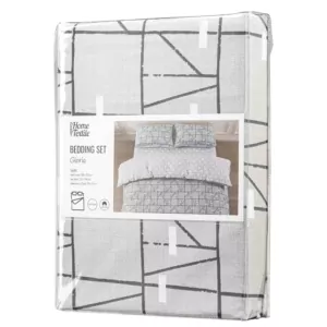 Bedding set 2.0 Ardesto Gloria, sateen, geometry, grey, duvet cover 200x220cm, bed sheet 230x240cm, pillowcases (2) 50x70cm, 100% cotton