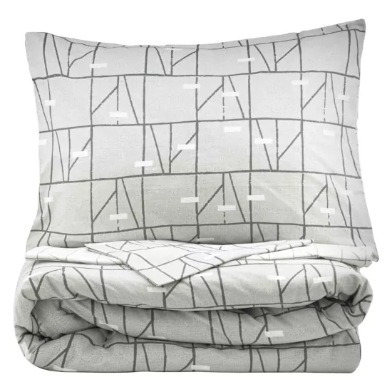 Bedding set 2.0 Ardesto Gloria, sateen, geometry, grey, duvet cover 200x220cm, bed sheet 230x240cm, pillowcases (2) 50x70cm, 100% cotton