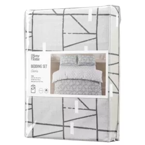 Bedding set 1.5 Ardesto Gloria, sateen, geometry, grey, duvet cover160x220cm, bed sheet 160x220cm, pillowcases (2) 50x70cm, 100% cotton