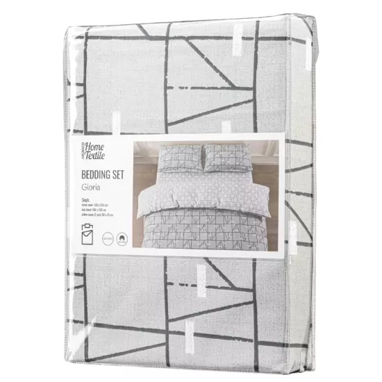 Bedding set 1.5 Ardesto Gloria, sateen, geometry, grey, duvet cover160x220cm, bed sheet 160x220cm, pillowcases (2) 50x70cm, 100% cotton