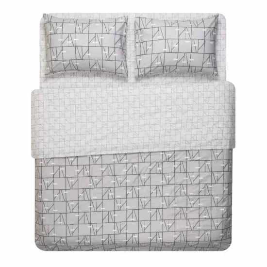Bedding set 1.5 Ardesto Gloria, sateen, geometry, grey, duvet cover160x220cm, bed sheet 160x220cm, pillowcases (2) 50x70cm, 100% cotton