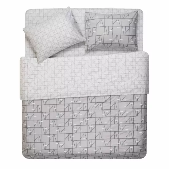Bedding set 1.5 Ardesto Gloria, sateen, geometry, grey, duvet cover160x220cm, bed sheet 160x220cm, pillowcases (2) 50x70cm, 100% cotton