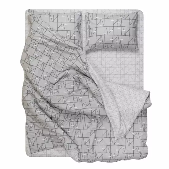 Bedding set 1.5 Ardesto Gloria, sateen, geometry, grey, duvet cover160x220cm, bed sheet 160x220cm, pillowcases (2) 50x70cm, 100% cotton