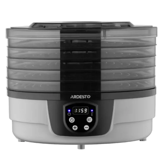 Сушарка для продуктів  Ardesto FDB-532TTC, 250Вт, піддонів -5×3см, діаметр-32см, макс-70°С, таймер, електр. управління, пластик , білий