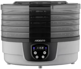Сушарка для продуктів  Ardesto FDB-532TTC, 250Вт, піддонів -5×3см, діаметр-32см, макс-70°С, таймер, електр. управління, пластик , білий