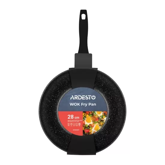 Сковорода ВОК Ardesto Gemini Anzio, 28см, алюміній, чорний