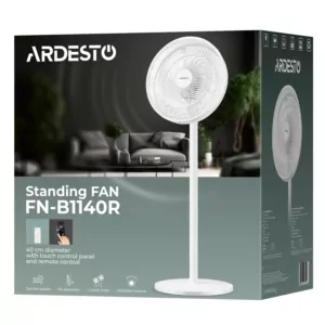 Floor fan ARDESTO FN-B1140R floor fan, 40 cm, 55W, electric control, display, timer, remote control, round support, white