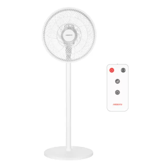 Floor fan ARDESTO FN-B1140R floor fan, 40 cm, 55W, electric control, display, timer, remote control, round support, white