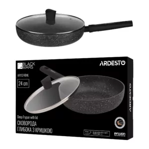 Ardesto Deep Frypan with lid Black Mars Alcor, 24cm, aluminium, black