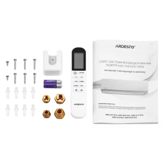 Кондиционер Ardesto CoolSmart 20м2 инвертор 7000BTU 2.0кВт A/A -15°С Wi-Fi R32 белый