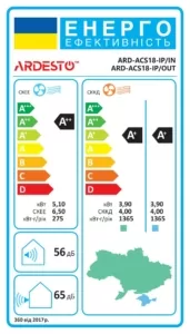 Кондиціонер Ardesto CoolSmartPro 55м2 інвертор 18000BTU 5.1кВт A++/A+ -25°С Wi-Fi R32 білий