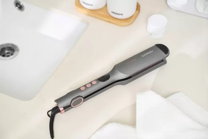 Плойка для завивки волос Ardesto Pink Touch, 55Вт, 100-200C, керамика, серый+розовий