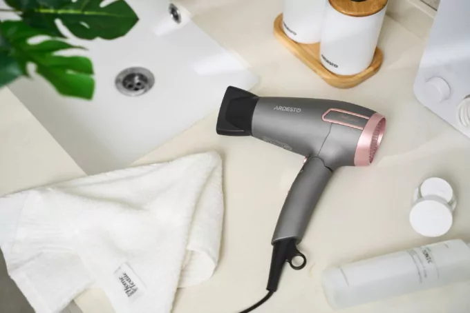 Ardesto Hair Dryer Pink Touch, 2000W, 2 speeds, 2 heat setting, foldable handle, gray+pink