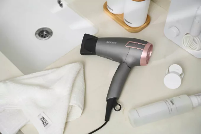 Ardesto Hair Dryer Pink Touch, 2000W, 2 speeds, 2 heat setting, foldable handle, gray+pink