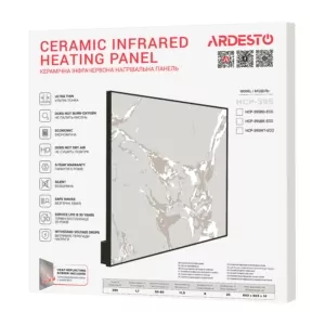 Керамічна електронагрівальна панель Ardesto HCP-395BG-ECO, 395 Вт, 8 м2, 60 х 60 cм, IP54, бежевий